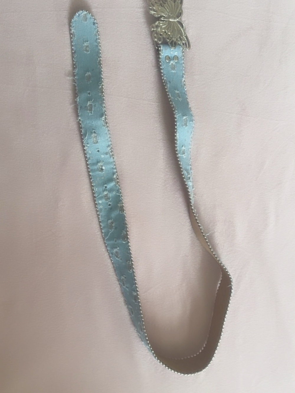 Light Blue Satin Butterfly Belt - Women's Accessory
